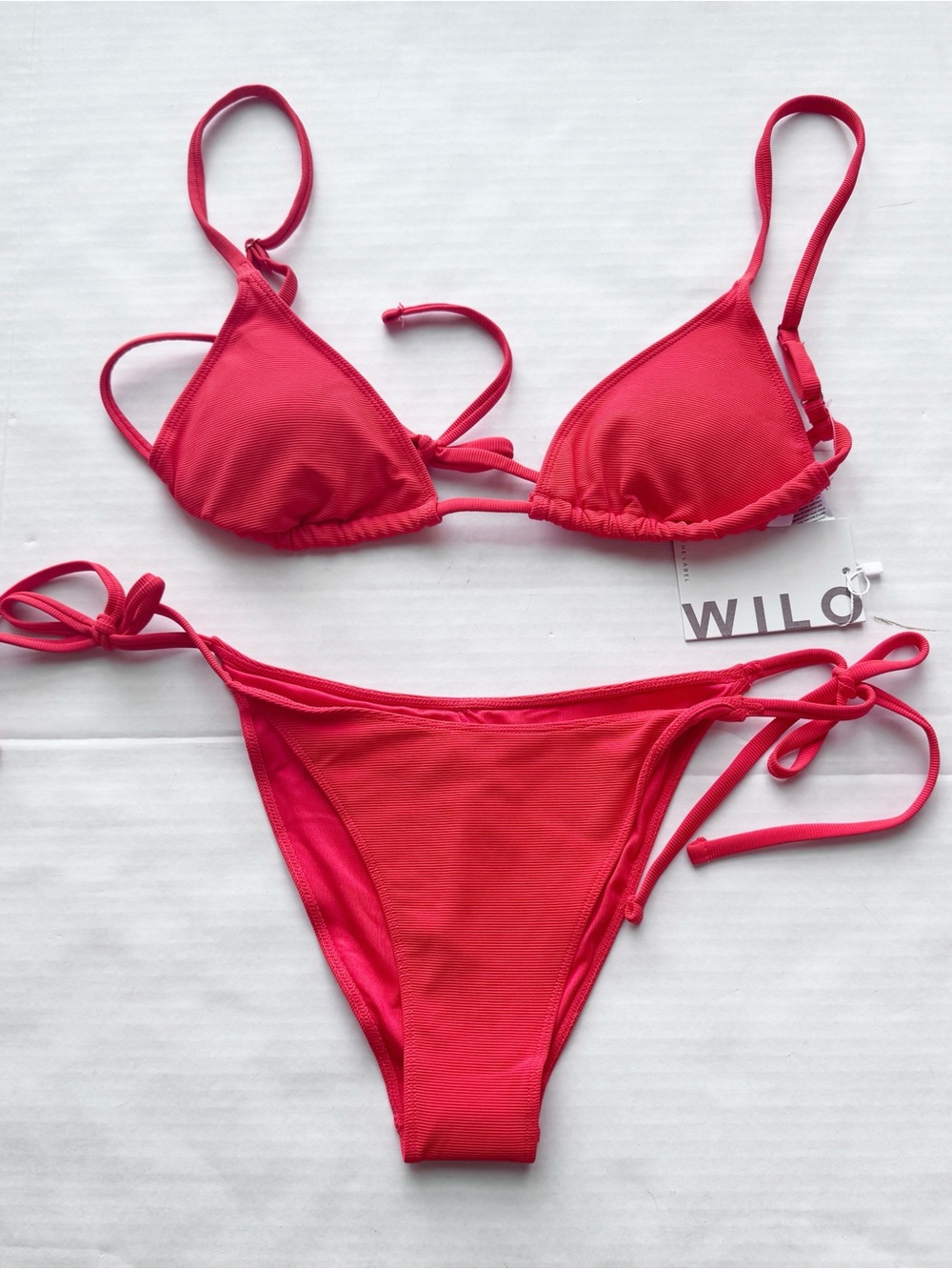 Wilo The Label New 2 Piece Triangle Bikini in Tomato Red NWT Size M